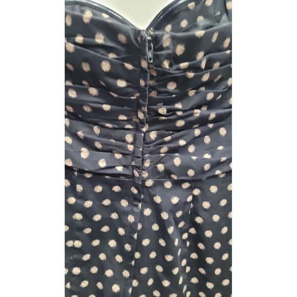 H&M Black Strapless Tube Dress Beige Polka Dots Ruched Bust Women's Size 6 - Picture 5 of 12